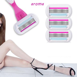 Aroma เครื่องกําจัดขนบนใบหน้า ขา ขน ด้ามจับยาว ไม่เจ็บปวด แบบมืออาชีพ สําหรับผู้หญิง