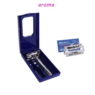 Aroma มีดโกนหนวด สเตนเลส ขอบคู่ คลาสสิก ของขวัญสําหรับผู้ชาย ผู้หญิง สําหรับเครา เครา ผู้ชาย