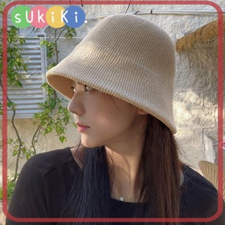 Sukiki หมวกบักเก็ตถัก ทรงตั้ง ระบายอากาศ หนา แฟชั่นสําหรับผู้หญิง