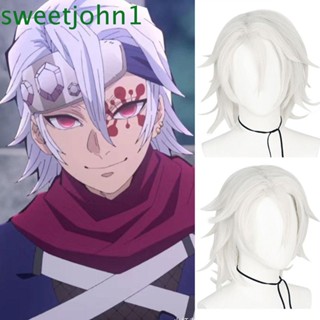 Sweetjohn Uzui Tengen วิกผมคอสเพลย์ วิกผมสังเคราะห์ ทนความร้อน สีเงิน สีเทา