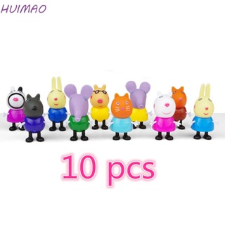 Huimao โมเดลตุ๊กตา PVC รูปการ์ตูนหมู ขยับได้ สีชมพู สําหรับตกแต่งเค้ก ย่าตายาย