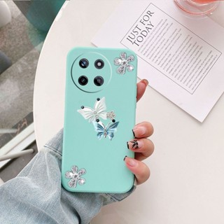 ใหม่ เคสโทรศัพท์ซิลิโคน TPU แบบนิ่ม ลายผีเสื้อ ประดับเพชร สําหรับ Realme11 NFC RealmeC51 Realme 11 Pro+ NFC C51 4G 5G 2023 REALME114G