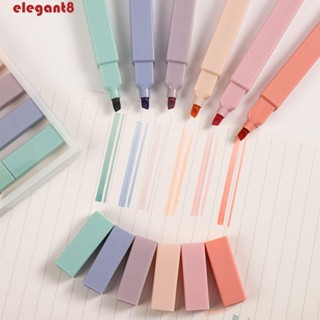 Elegant ปากกาไฮไลท์ เรืองแสง ป้องกันดวงตา สําหรับโรงเรียน สํานักงาน 6 ชิ้น ต่อชุด