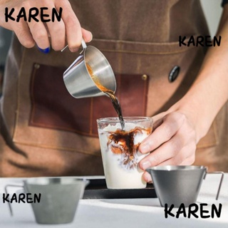 Karen ถ้วยตวง 1/2 สเตนเลส สีเงิน 100 มล. สําหรับช็อตเอสเปรสโซ่ กาแฟเหลว เบเกอรี่