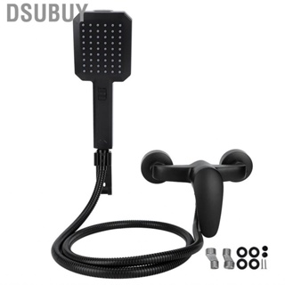 Dsubuy G1/2 Thread Black Wall-mounted Bathroom Bathtub Shower Faucet Set 2-in-1 Two-function Handheld Accessories