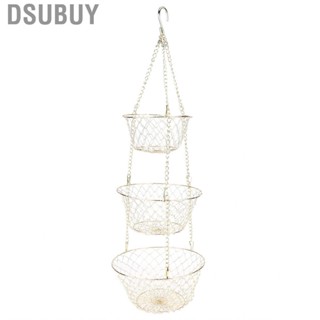 Dsubuy Hanging Fruit Baskets Multifunction 3 Tier Removable Vegetable Storage Organizer Wall-Mounted Metal for Kitchen Garden Fruits and Veggies More