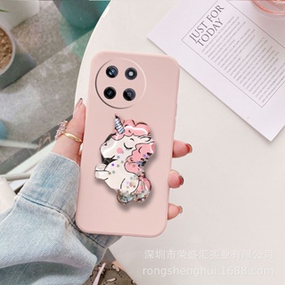 ใหม่ พร้อมส่ง เคสโทรศัพท์มือถือนิ่ม ปิดด้านหลัง ลายการ์ตูนม้าน่ารัก สีชมพู พร้อมขาตั้ง สําหรับ Realme11 NFC RealmeC51 Realme 11 Pro+ NFC C51 4G 5G 2023