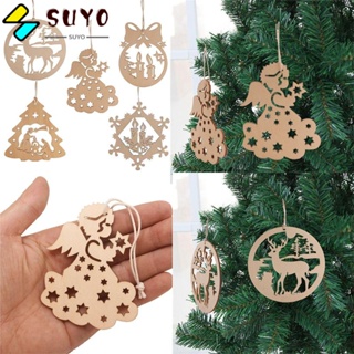 Suyo จี้ไม้แกะสลัก แฮนด์เมด DIY สําหรับแขวนตกแต่งต้นคริสต์มาส 10 ชิ้น