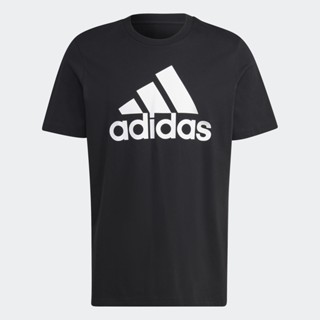 adidas ไลฟ์สไตล์ เสื้อยืดผ้าซิงเกิลเจอร์ซีย์ Essentials Big Logo ผู้ชาย สีดำ IC9347