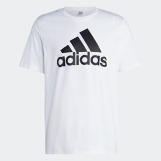 adidas ไลฟ์สไตล์ เสื้อยืดผ้าซิงเกิลเจอร์ซีย์ Essentials Big Logo ผู้ชาย สีขาว IC9349