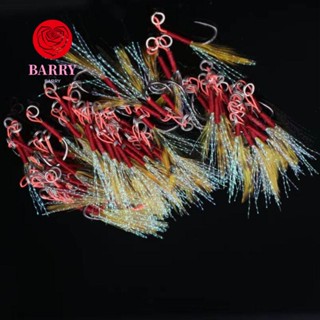 Barry ตะขอเหล็ก รูปขนนก พร้อมหนาม ดึงดูดสูง กันสนิม สําหรับตกปลา 10 ชิ้น