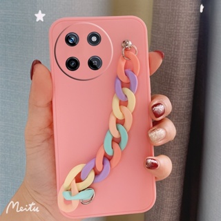 พร้อมส่ง เคสโทรศัพท์มือถือ ซิลิโคนนิ่ม TPU พร้อมสายโซ่คล้อง สีรุ้ง สําหรับ Realme11 NFC RealmeC51 Realme 11 Pro+ NFC C51 4G 5G