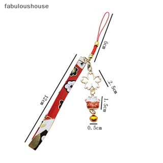 [fabuloushouse] สายคล้องโทรศัพท์มือถือ รูปกระดิ่งแมว ดอกไม้ สไตล์ญี่ปุ่น