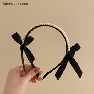 [fabuloushouse] ที่คาดผม ประดับโบว์ ไข่มุก สีดํา เครื่องประดับ แฟชั่นสําหรับผู้หญิง ปาร์ตี้ วันหยุด สินค้าใหม่