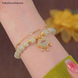 [fabuloushouse] สร้อยข้อมือ จี้กระต่าย ลูกปัดกลม ปรับได้ วินเทจ ลูกปัด สร้อยข้อมือ สไตล์จีน วินเทจ เครื่องประดับมือ เครื่องประดับใหม่ พร้อมส่ง