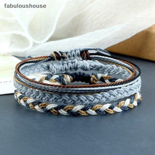 [fabuloushouse] สร้อยข้อมือเชือกถัก แฮนด์เมด กันน้ํา ปรับได้ สําหรับเล่นโยคะ 3 ชิ้น