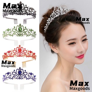 Maxg มงกุฎคาดศีรษะ ประดับเพชรเทียม สีเงิน สไตล์เจ้าหญิง สําหรับเจ้าสาว งานแต่งงาน งานพรอม