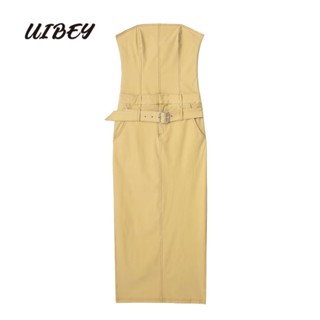 Uibey ชุดเดรส สีพื้น แฟชั่น เซ็กซี่ 8951