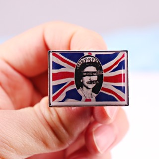 เครื่องประดับ เข็มกลัดแบนเนอร์ รูปวงร็อคภาษาอังกฤษ พระเจ้า God Save The Queen UK