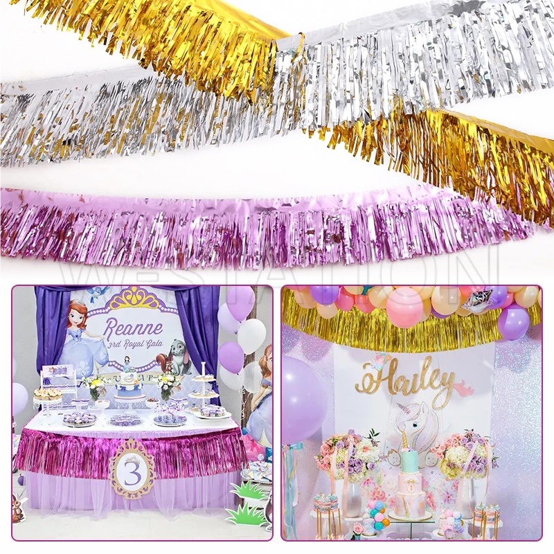 แนะนำ ผ้าม่าน ผ้าม่านฟอยล์ หลากสี 300 * 30 ซม. / แบนเนอร์ม่านดีบุก งานเลี้ยงวันเกิด / แบนเนอร์ ครบรอบ งานแต่งงาน คริสต์มาส ตกแต่งบ้าน / บูธถ่ายภาพเมทัลลิก ฉากหลังตกแต่งผนัง ราคาพิเศษ มีเก็บเงินปลายทาง