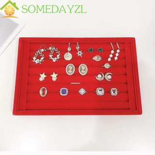 Somedayzl ถาดกํามะหยี่ ทรงสี่เหลี่ยมผืนผ้า หนัง PU สําหรับใส่เครื่องประดับ ต่างหู แหวน