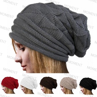 Moment หมวกบีนนี่ถักโครเชต์ แฟชั่น ลาย Skullies สีพื้น