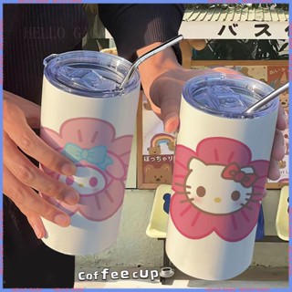 [Animation Peripheral 🥤Limited Cup] กระติกน้ําร้อน สเตนเลส ลายการ์ตูนคิตตี้ เมโลดี้ แมว พร้อมหลอดดูดน้ํา คุณภาพสูง สําหรับออฟฟิศ