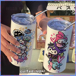 [สินค้าแอนิเมชั่น🥤 Limited Cup] Sanrio Kuromi กระติกน้ําร้อน สเตนเลส ทนความร้อนสูง พร้อมหลอดดูด ลายการ์ตูน สําหรับออฟฟิศ