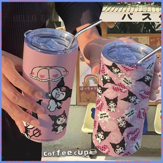 [สินค้าแอนิเมชั่น🥤 Limited Cup] Sanrio Kuromi กระติกน้ําร้อน สเตนเลส ทนความร้อนสูง พร้อมหลอดดูด ลายการ์ตูน สําหรับออฟฟิศ