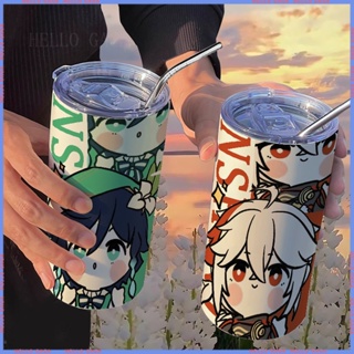 [Animation Peripheral 🥤Limited Cup] Yuanshen Wendy Kaede Wanye กระติกน้ําร้อนสเตนเลส พร้อมหลอดดูด แบบพกพา คุณภาพสูง แบบพกพา ลายการ์ตูน