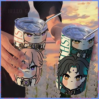 [Animation Peripheral 🥤Limited Cup] Yuanshen Yae Kamiko แก้วกระติกน้ําร้อนสเตนเลส พร้อมหลอดดูด แบบพกพา คุณภาพสูง ลายการ์ตูน สําหรับผู้หญิง