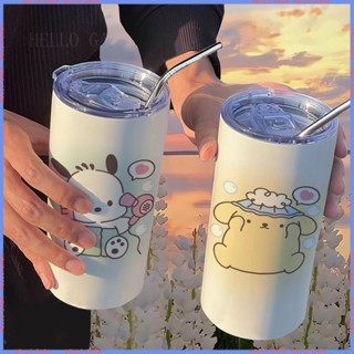 [Animation Peripheral 🥤Limited Cup] กระติกน้ําร้อนสเตนเลส ลายการ์ตูนสุนัข ซานริโอ้ แบบพกพา เก็บความร้อน ความเย็นสูง พร้อมหลอดดูด