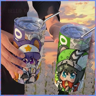 [สินค้าแอนิเมชั่น🥤 Limited Cup] กระติกน้ําร้อน สเตนเลส ลายการ์ตูนอนิเมชั่นโลก พร้อมหลอด แบบพกพา คุณภาพสูง