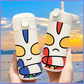 🥤Animation Peripheral Limited Cup🥤กระติกน้ําร้อน สเตนเลส ลายอุลตร้าแมน ซูเปอร์แมน พร้อมหลอดดูดน้ําร้อน ความจุเยอะ สําหรับนักเรียนหญิง