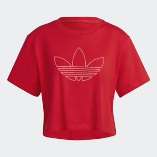 adidas ไลฟ์สไตล์ เสื้อครอป ผู้หญิง สีแดง HK5175