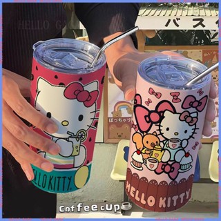 🥤Animation Peripheral Limited Water Cup🥤 กระติกน้ําร้อน สเตนเลส แบบพกพา ลายเฮลโลคิตตี้ สําหรับออฟฟิศ