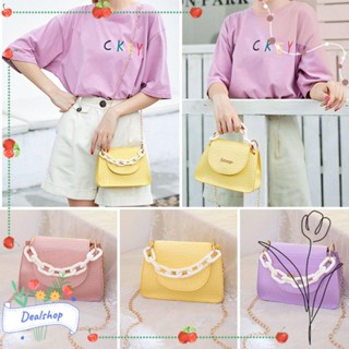 Dealshop กระเป๋าสะพายไหล่ หนัง สีพื้น สําหรับผู้หญิง