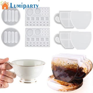 Lumiparty แม่พิมพ์ซิลิโคนเรซิ่น รูปถ้วยกาแฟ 8 ชิ้น พร้อมแม่พิมพ์เรซิ่น รูปเลม่อน สําหรับทํากาแฟ เมล็ดกาแฟ