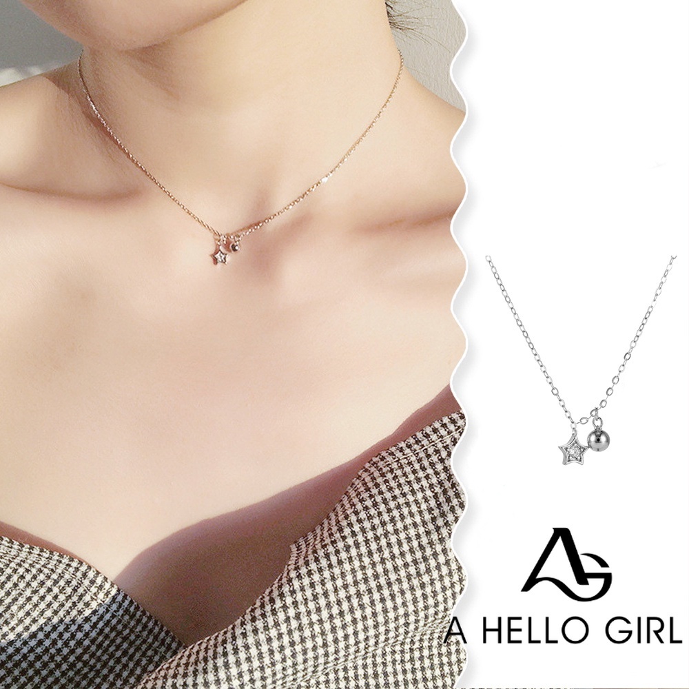 A HELLO GIRL สร้อยคอโซ่สั้น จี้กระดิ่งดาวห้าแฉก ประดับลูกไม้ สวยหรู แฟชั่นเรียบง่าย สไตล์เกาหลี สําหรับผู้หญิง และนักเรียน
