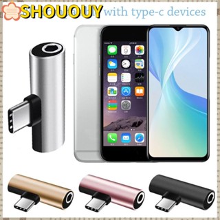 Shououy อะแดปเตอร์แปลงเสียง USB C 2 in 1 Type-C เป็น 3.5 มม. คุณภาพสูง สําหรับโทรศัพท์มือถือ 4 ชิ้น