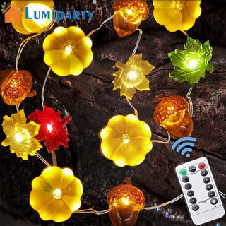 Lumiparty สายไฟ Led 30 ดวง รูปฟักทอง ใบเมเปิ้ล 3d 10 ฟุต พร้อมรีโมตคอนโทรล สําหรับตกแต่งปาร์ตี้ฮาโลวีน วันขอบคุณพระเจ้า