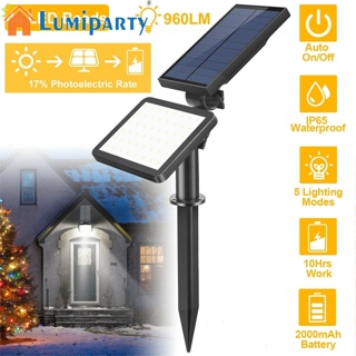 Lumiparty โคมไฟสปอตไลท์ Led 48 ดวง พลังงานแสงอาทิตย์ 5 โหมด Ip65 กันน้ํา สําหรับติดตกแต่งสวน สนามหญ้า ทางเดิน กลางแจ้ง