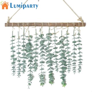 Lumiparty ใบบัวยูคาลิปตัสปลอม พร้อมแท่งไม้ สไตล์ชนบท สําหรับแขวนตกแต่งผนังห้องน้ํา