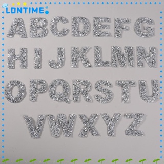 Lontime สติกเกอร์ตัวอักษร A-Z ประดับพลอยเทียม สีเงิน ขนาดใหญ่ 2 นิ้ว สําหรับตกแต่งเสื้อผ้า กระเป๋า 26 ชิ้น