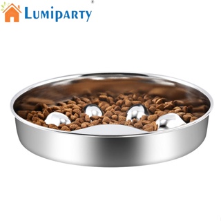 Lumiparty ชามใส่อาหาร เขาวงกต โลหะ กันลื่น ขนาดเล็ก กลาง ใหญ่ สําหรับให้อาหารสัตว์เลี้ยง