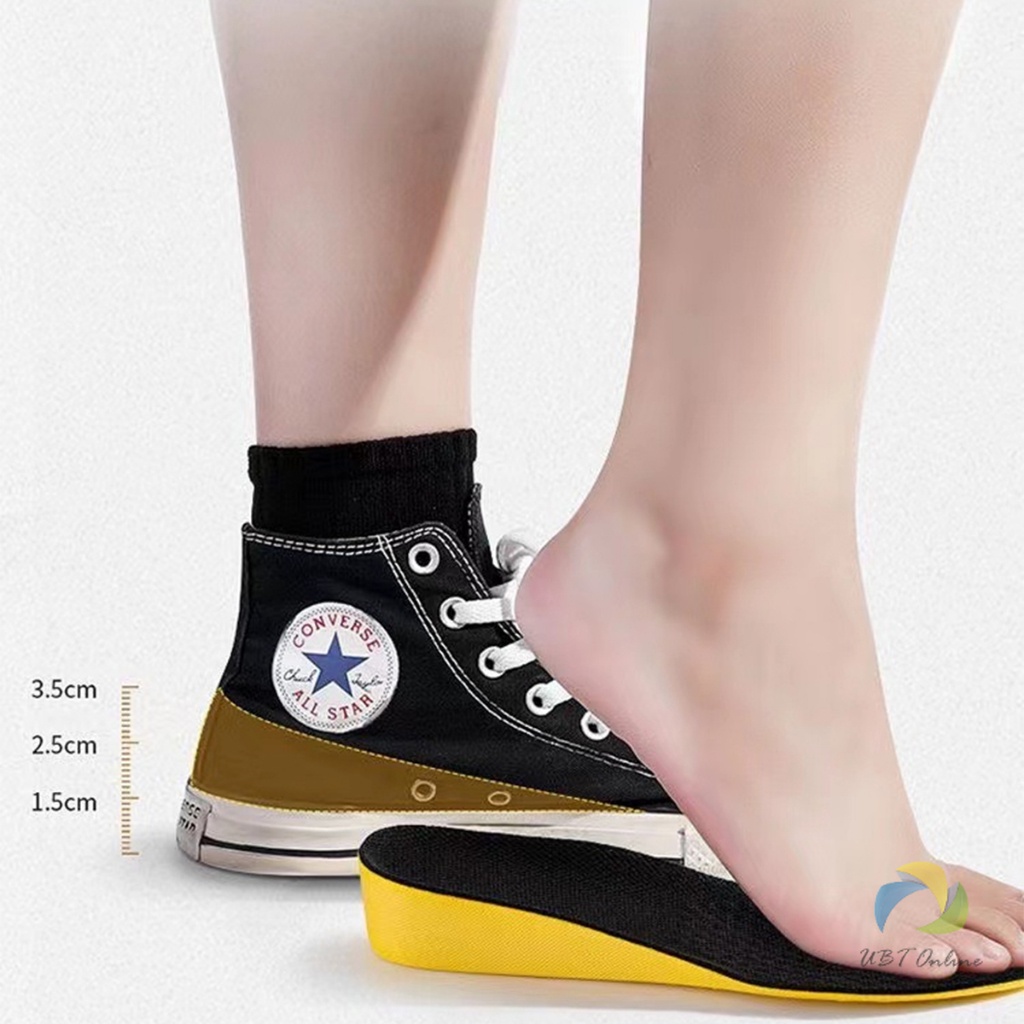 UBT แผ่นเสริมส้นรองเท้า เพิ่มส่วนสูง 1.5cm 2.5cm 3.5cm เพิ่มความสูง ใส่ในรองเท้า รูระบายอากาศ Black Heightened insoles