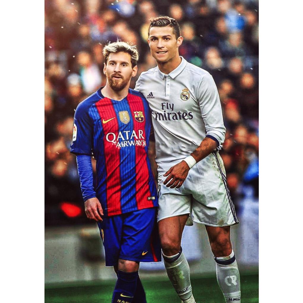 [มีจําหน่าย] Messi and Ronaldo Football Player Poster Wall Painting สําหรับตกแต่งห้อง Ms: 435