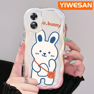 เคสโทรศัพท์มือถือ ซิลิโคนใส กันกระแทก ลายการ์ตูนกระต่ายน้อยน่ารัก สีขาว สําหรับ OPPO A17 A17K