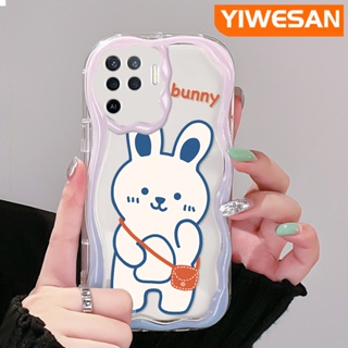 เคสโทรศัพท์มือถือ ซิลิโคนใส กันกระแทก ลายการ์ตูนกระต่ายน้อยน่ารัก สีขาว สําหรับ OPPO A94 4G F19 Pro Reno 5F Reno 5 Lite