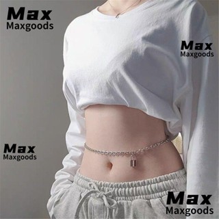 Maxg สายโซ่เหล็กไทเทเนียม ไม่ต้องเจาะ เหมาะกับหน้าท้อง แฟชั่นฤดูร้อน